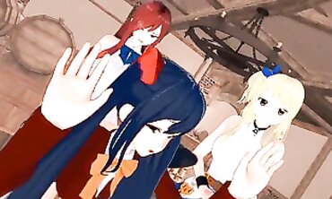 Four-Way Lesbian Threesome with Wendy Marvellerz, Scarlet And Lucy Heartfilia - Hermaphroditism