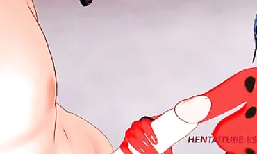 Lady Bug Cosplay: Anime Blowjob and Handjob with Creampie