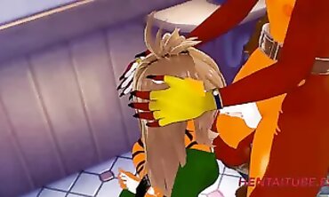 Tigress Suggests Fox Give Head in Restroom - Yiff Toon