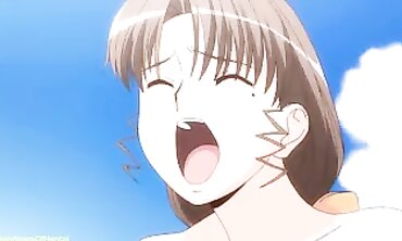 Uncensored Hentai: Busty Babe Rides Big Ass on the Beach