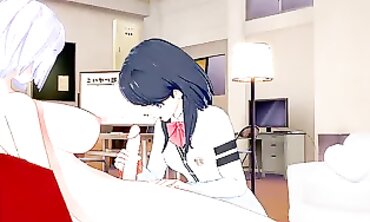 Akane Shinjo and Rikka Takarada in 3D Futanari Anime