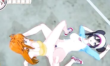 3D Hentai: Misty and Mei Outdoor Lesbian Sex