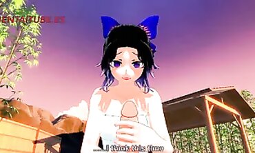 Tanjiro x Kanae Cosplay Blowjob and Handjob Hentai