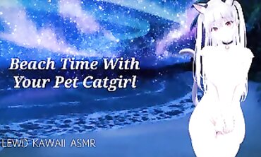 Lewd Kawaii ASMR: POV Beach Roleplay with Your Catgirl