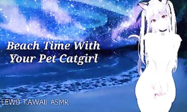 Lewd Kawaii ASMR: POV Beach Roleplay with Your Catgirl