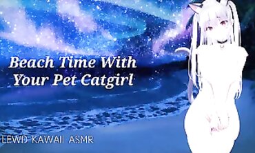 Lewd Kawaii ASMR: POV Beach Roleplay with Your Catgirl