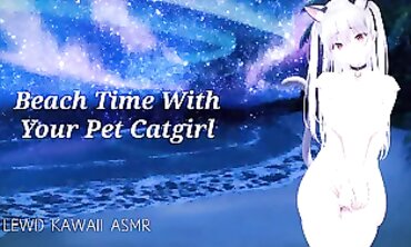 Lewd Kawaii ASMR: POV Beach Roleplay with Your Catgirl