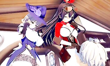 Genshin Impact 3D Hentai: Amber and Lisa Threesome