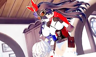 Genshin Impact 3D Hentai: Amber and Lisa Threesome