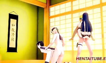Boruto Creampie Cosplay: Plowing Sarada and Hinata