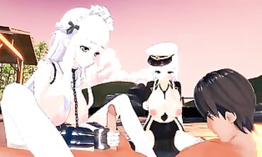 Azur Lane Trio: Belfast & Enterprise 3D Hentai