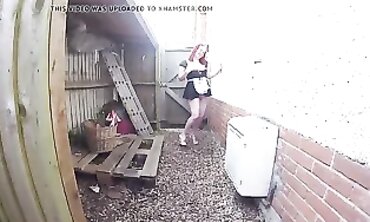 Redhead Cougar Haley in French Maid Uniform and Stilettos
