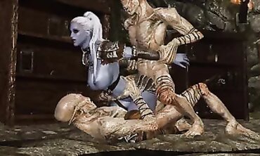Skyrim Threesome With Monster Dildo And Big Tits