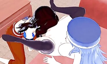 Pixie Tail Cana and Juvia in a Thicc Lesbian Anime Strap-On Battle