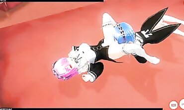 Rem and Ram Cosplay Lesbian Threesome