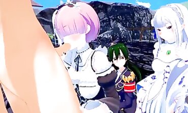 Re:Zero 3D Hentai: Ahegao Aura's Wild Romp