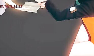 Naruto Cosplay: Sakura Gets Creampie Under Table While Talking to Hinata and Tsunade