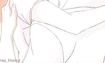 Uncensored Anime Threesome: barely legal Babe and Older Man