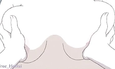 Uncensored Anime Threesome: barely legal Babe and Older Man
