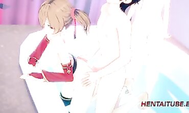 SAO Cosplay: Kirito, Asuna & Suguha Threesome in the Bath