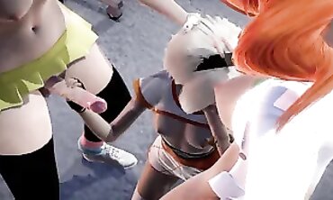 Pokemon Futa Threesome: Sonia, Rosa & Bea 3D Hentai