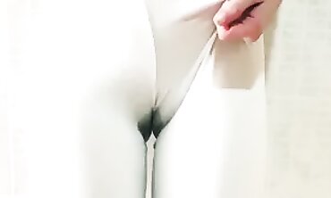 Italian MILF Pees in Trousers While Smoking and Masturbating