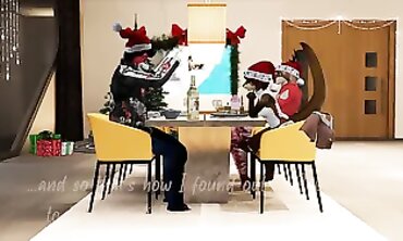 A Merry Bi-curious Christmas Threesome - 2nd Life Yiff