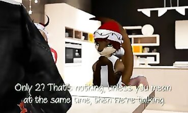 A Merry Bi-curious Christmas Threesome - 2nd Life Yiff
