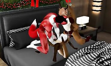 A Merry Bi-curious Christmas Threesome - 2nd Life Yiff