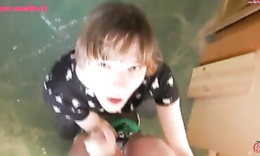 POV: Hidden Cam Brunette Gets Fucked in Grandpa's Workshop