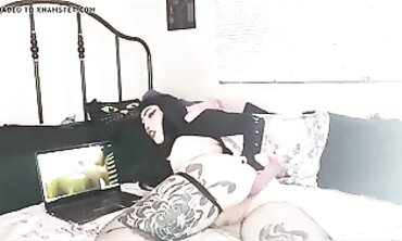 Tattooed 20-Year-Old Goth Slut Gets Anal Filled With Cum
