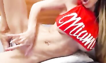 Skinny Bombshell Sweetie Gets Fingered and Jerks Off