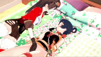 Xiangling Gets Fingered and Strapped by Amber in Genshin Cosplay