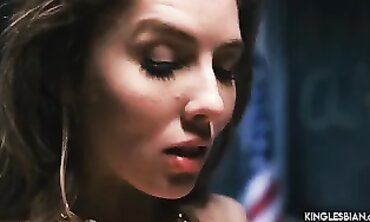 Busty Brunette College Student Licks Her Classmate's Slit