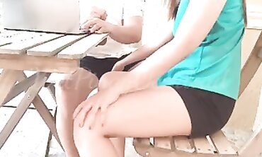Asian Step-Brother Balcony Blowjob And Creampie