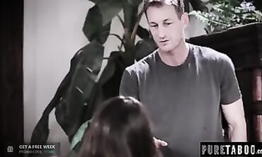 Step-Dad's 18yo Adopted Daughter Steps Up for a Wild Threesome