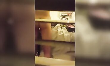 Hidden Cam Window Voyeurism: Taut Barely Legal Brunette