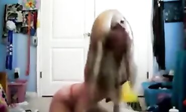 Blonde Babe's First Solo Striptease Dance