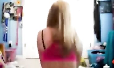 Blonde Babe's First Solo Striptease Dance