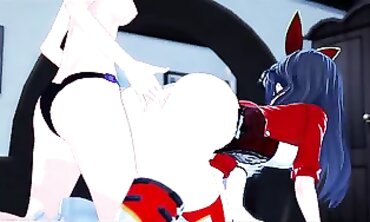 Genshin Impact: Lisa and Amber strapon lesbian threesome