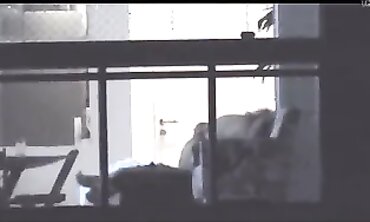 Busty MILF Lovers Romp and Fuck in Window