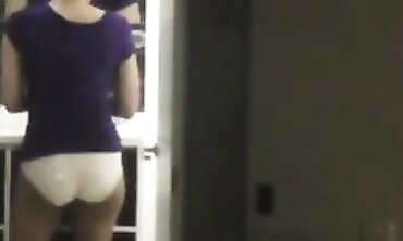 Busty Brunette MILF Caught by Motel Window