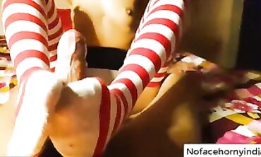 Desi Domme Teases Boyfriend With Footjob And Posing