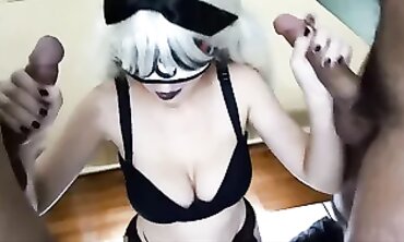 ThicciVelvet Gives Double Head and Handjob in POV Threesome