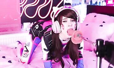 Overwatch D.Va Cosplay Rides a Fucking Machine
