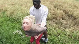 Masha Mitten Gets Rough Interracial Outdoor Creampie