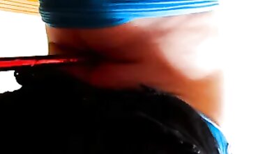 Paula Torments herself by Piercing her Belly button with a Meaty Pencil that Pierces her Whole