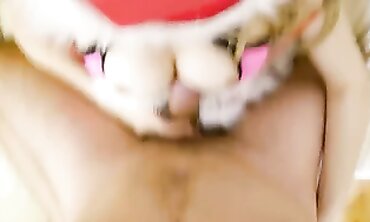 Santa Bimbo Anal Strap-On Action With Elf