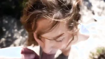 Spunky Bombshell Delivers Outdoor Blowjob And Facial