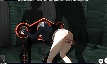 3D Anime Dungeon Threesome: Rough college girl DP & Creampie Part 4